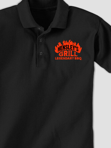 Legendary BBQ Black Embroidered Polo Shirt