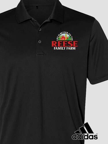 Life Is Better Farm Black Embroidered Adidas Polo Shirt