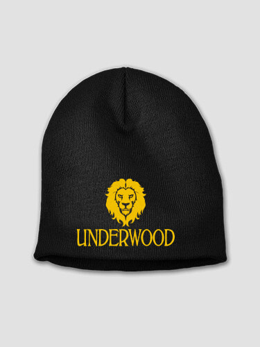 Lion Black Embroidered Beanie