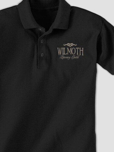 Literary Guild Black Embroidered Polo Shirt