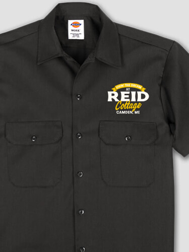 Livin' The Dream Cottage Black Embroidered Work Shirt