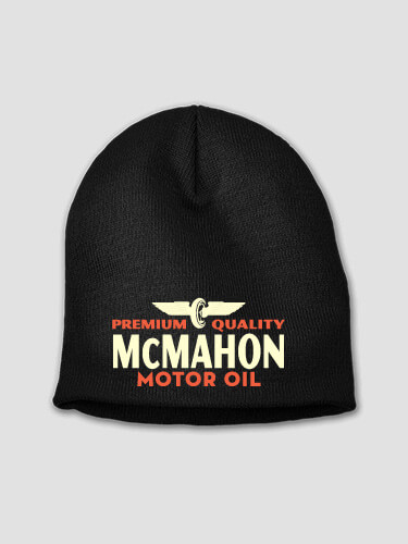 Motor Oil Black Embroidered Beanie