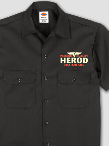 Motor Oil Black Embroidered Work Shirt