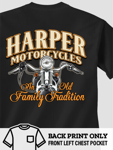 Motorcycle Family Tradition Black Pocket Adult T-Shirt