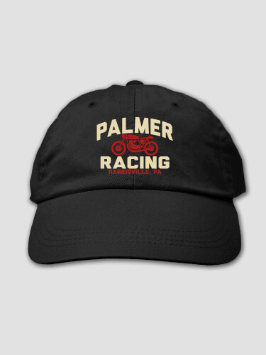 Motorcycle Racing Black Embroidered Hat