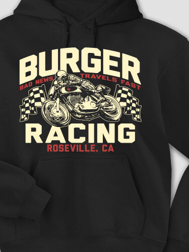 Motorcycle Racing Black Adult Hooded Sweatshirt