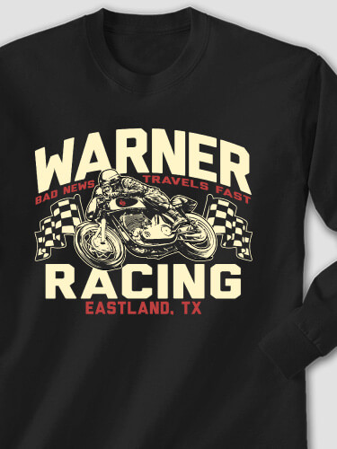 Motorcycle Racing Black Adult Long Sleeve