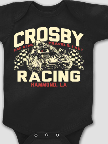 Motorcycle Racing Black Baby Bodysuit