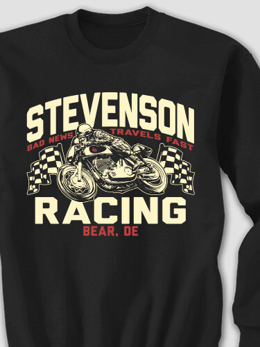 Motorcycle Racing Black Adult Sweatshirt