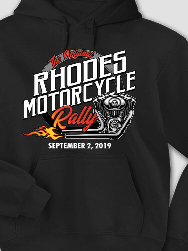 Motorcycle Rally Black Adult Hooded Sweatshirt