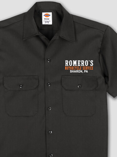 Motorcycle Service Black Embroidered Work Shirt