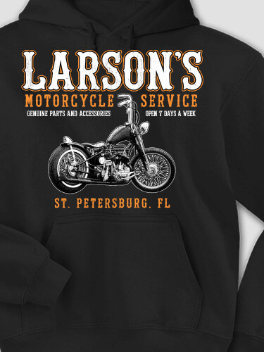 Motorcycle Service Black Adult Hooded Sweatshirt