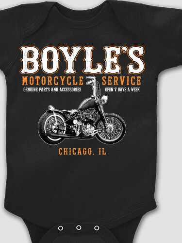 Motorcycle Service Black Baby Bodysuit