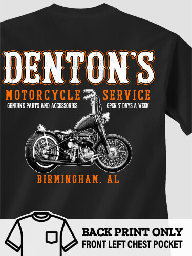 Motorcycle Service Black Pocket Adult T-Shirt