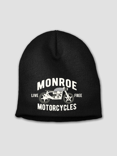 Motorcycles Black Embroidered Beanie