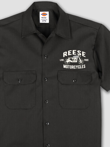 Motorcycles Black Embroidered Work Shirt