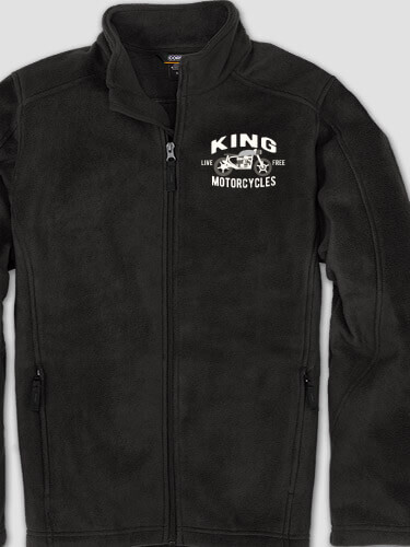 Motorcycles Black Embroidered Zippered Fleece