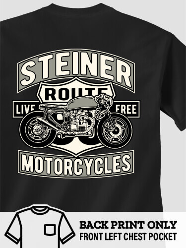 Motorcycles Black Pocket Adult T-Shirt