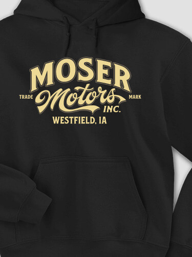 Motors Black Adult Hooded Sweatshirt