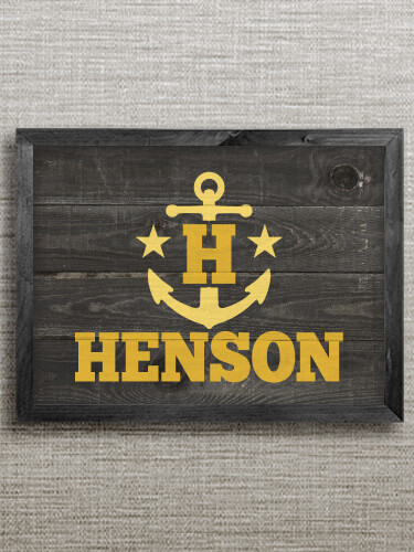 Nautical Monogram Black Framed Wall Art 16.5 x 12.5