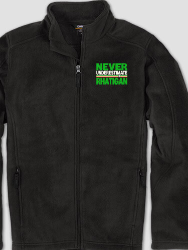 Never Underestimate Irish Black Embroidered Zippered Fleece