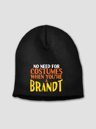 No Need For Costumes Black Embroidered Beanie