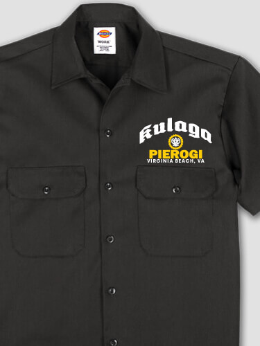 Pierogi Black Embroidered Work Shirt