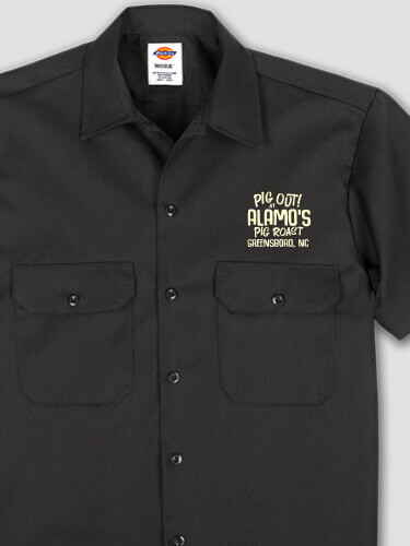 Pig Roast Black Embroidered Work Shirt