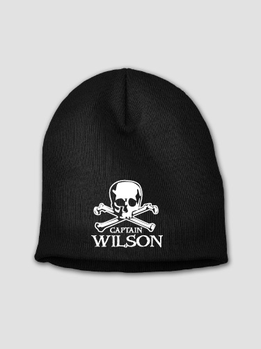 Pirate Captain Black Embroidered Beanie