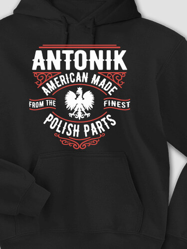 Polish Parts Black Adult Hooded Sweatshirt