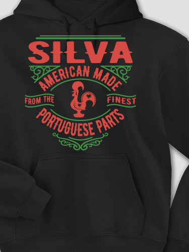 Portuguese Parts Black Adult Hooded Sweatshirt