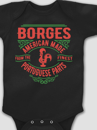 Portuguese Parts Black Baby Bodysuit