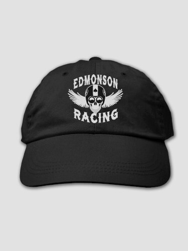 Racing Skull Black Embroidered Hat