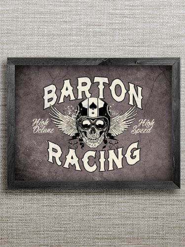 Racing Skull Black Framed Wall Art 16.5 x 12.5