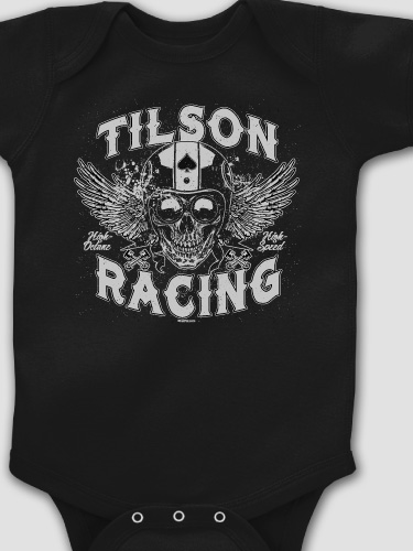 Racing Skull Black Baby Bodysuit