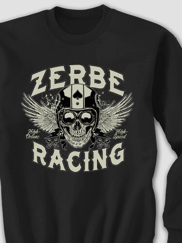 Racing Skull Black Adult Sweatshirt