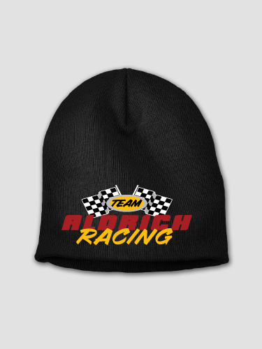 Racing Team Black Embroidered Beanie