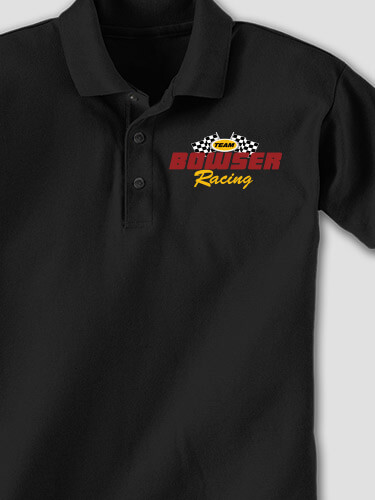 Racing Team Black Embroidered Polo Shirt