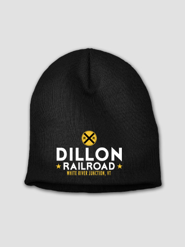 Railroad Black Embroidered Beanie