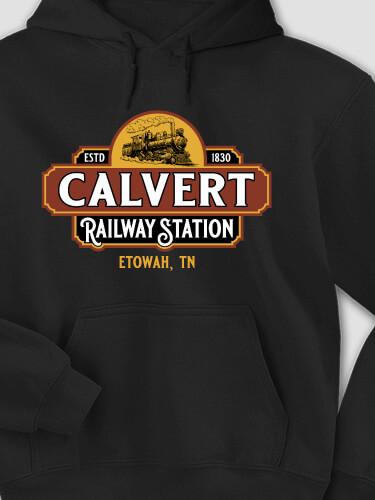 Railway Station Black Adult Hooded Sweatshirt