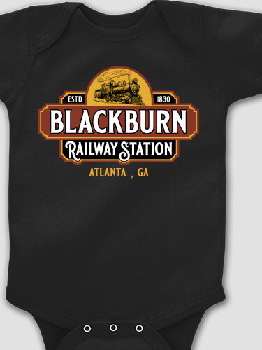 Railway Station Black Baby Bodysuit