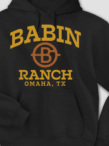 Ranch Monogram Black Adult Hooded Sweatshirt