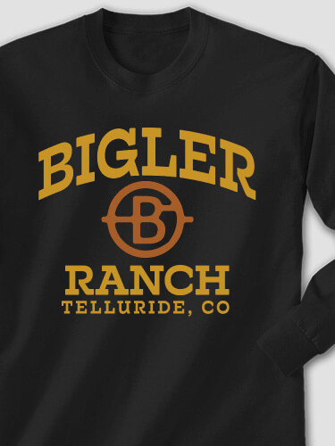 Ranch Monogram Black Adult Long Sleeve