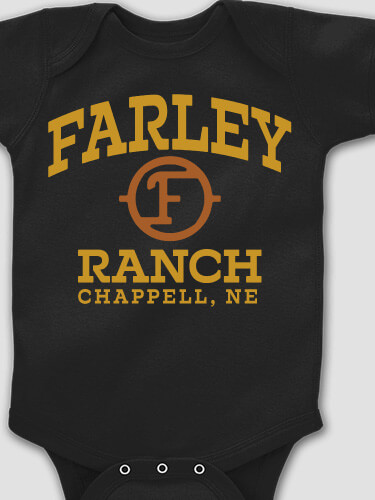 Ranch Monogram Black Baby Bodysuit