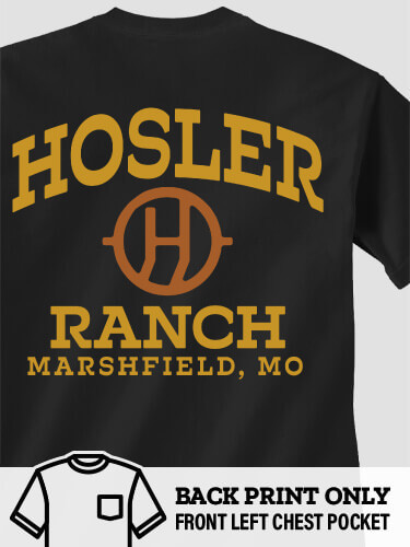 Ranch Monogram Black Pocket Adult T-Shirt