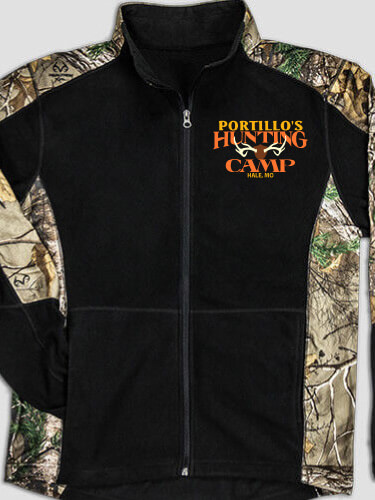 Deer Hunting Camp Black/Realtree Camo Camo Microfleece Full Zip Jacket