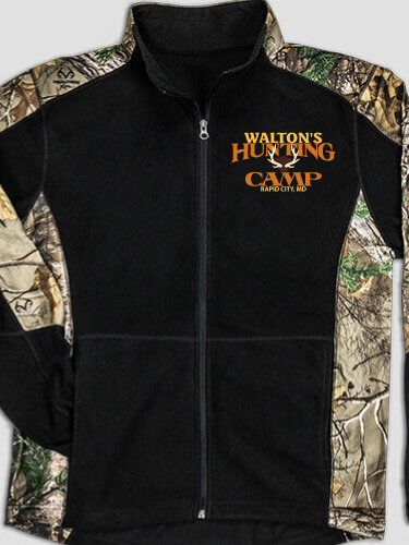 Elk Hunting Camp Black/Realtree Camo Camo Microfleece Full Zip Jacket