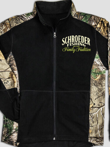 Fishing Family Tradition Black/Realtree Camo Camo Microfleece Full Zip Jacket