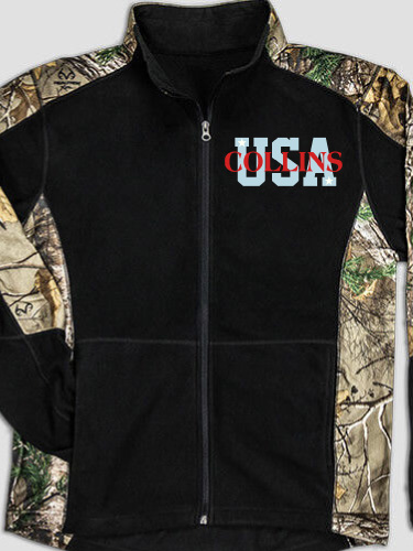 USA Black/Realtree Camo Camo Microfleece Full Zip Jacket