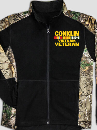 Vietnam Veteran Black/Realtree Camo Camo Microfleece Full Zip Jacket